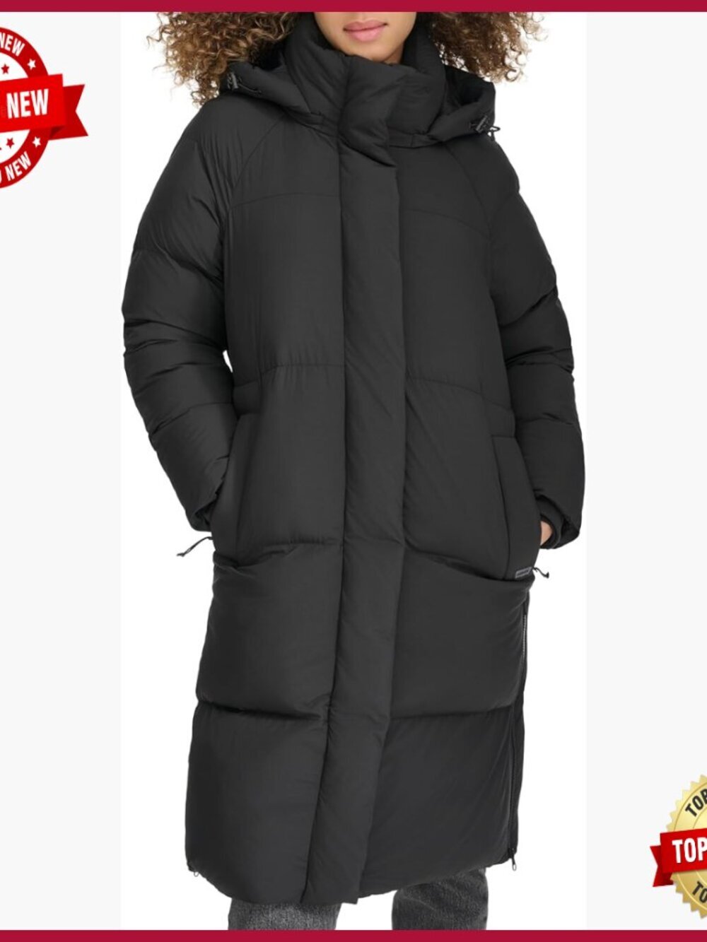 Midlength Puffer Jacket with Removable Hood, Water Resistant, Heavyweight